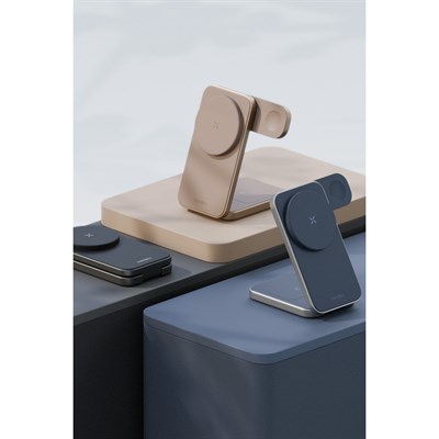 Energea MagTrio Plus 3in1 Manyetik Kablosuz Şarj Standı 15W Katlanabilir (iPhone, Apple Watch, AirPods) – Koyu Gri