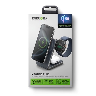 Energea MagTrio Plus 3in1 Manyetik Kablosuz Şarj Standı 15W Katlanabilir (iPhone, Apple Watch, AirPods) – Gold