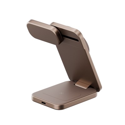 Energea MagTrio Plus 3in1 Manyetik Kablosuz Şarj Standı 15W Katlanabilir (iPhone, Apple Watch, AirPods) – Gold