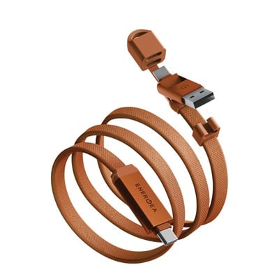 Energea Şarj Aletleri ve Şarj StandıENERGEASHTHTRVL03Energea Sheath Travel 60W Hızlı Şarj Kablosu 2in1 (Type-C to Type-C / USB-A) 1.2m Dayanıklı Kablo – Turuncu