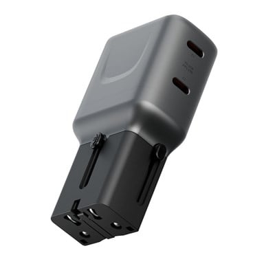 Energea TravelGo 65W GaN Hızlı Şarj Adaptörü 2x USB-C PD PPS Çoklu Şarj Cihazı – Siyah