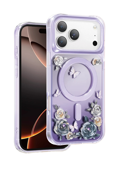 Keephone Apple iPhone 17 Pro Max Roseland Darbe Korumalı MagSafe Kılıf – Mor