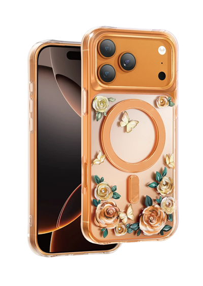 Keephone Apple iPhone 17 Pro Max Roseland Darbe Korumalı MagSafe Kılıf – Turuncu