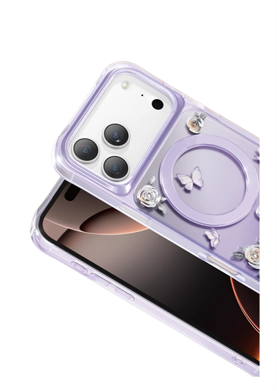 Keephone Apple iPhone 17 Pro Max Roseland Darbe Korumalı MagSafe Kılıf – Mor