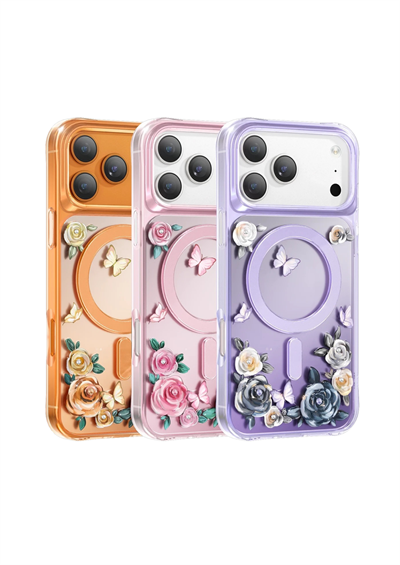 Keephone Apple iPhone 17 Pro Roseland Darbe Korumalı MagSafe Kılıf – Pembe