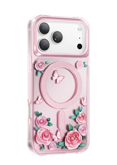 Keephone Apple iPhone 17 Pro Roseland Darbe Korumalı MagSafe Kılıf – Pembe