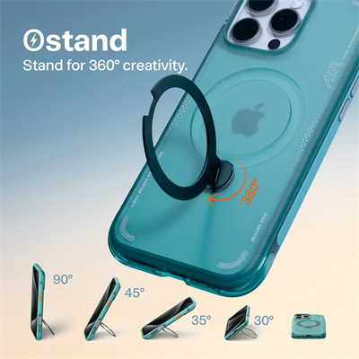 Torras iPhone 16 Pro Max Ostand Spin Air MagSafe Standlı Koruma Kılıf – Yeşil-Mavi