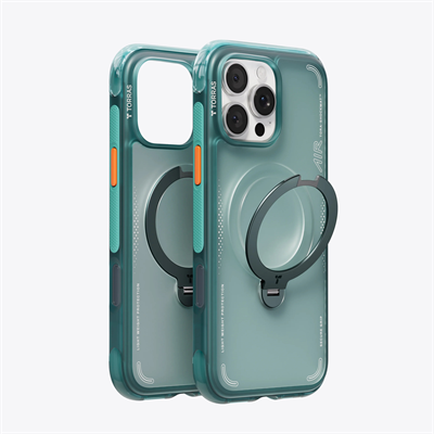 Torras iPhone 16 Pro Max Ostand Spin Air MagSafe Standlı Koruma Kılıf – Yeşil-Mavi
