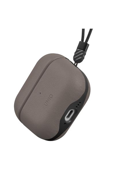 Uniq Apple Airpods 4 (4.nesil) Lyden DS Deri Kılıf - Titan Gri