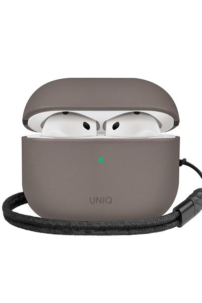 Uniq Apple Airpods 4 (4.nesil) Lyden DS Deri Kılıf - Titan Gri