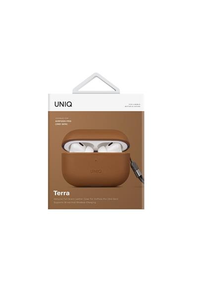 Uniq Apple Airpods Pro 2 (2.nesil) Terra Genuine Deri Kılıf - Kahverengi
