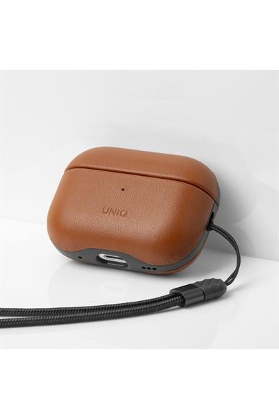 Uniq Apple Airpods Pro 2 (2.nesil) Terra Genuine Deri Kılıf - Kahverengi