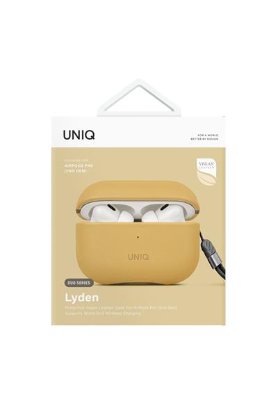 Uniq Apple Airpods Pro 2 (2.nesil) Lyden DS Deri Kılıf - Sarı