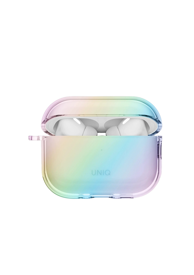 Uniq AirPods Pro 3 (3. Nesil) Iridescia Hang Serisi Askılı Şeffaf Kılıf - Holo Quartz