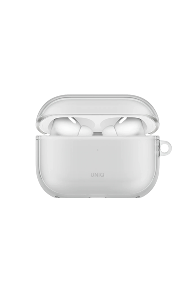 Uniq AirPods Pro 3 (3. Nesil) Glase Darbe Korumalı Silikon Kılıf – Şeffaf