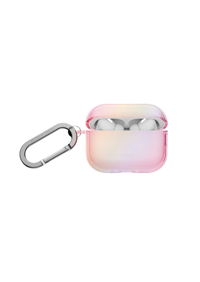 Uniq AirPods Pro 3 (3. Nesil) Iridescia Hang Serisi Askılı Şeffaf Kılıf - Pembe