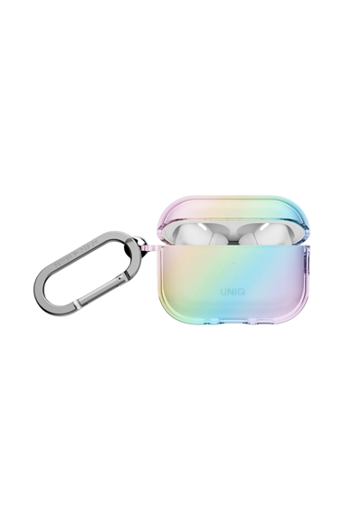 Uniq AirPods Pro 3 (3. Nesil) Iridescia Hang Serisi Askılı Şeffaf Kılıf - Holo Quartz