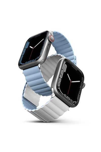 Uniq Apple Watch 38mm/40mm/41mm Revix Premium Reversible Manyetik Kordon - Mavi-Beyaz