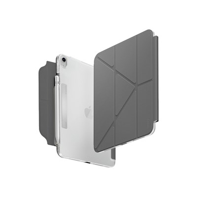 Uniq Camden iPad 2025 10.9 (10.nesil) Katlanabilir, Çok Açılı Stand, İnce & Hafif Tasarım Tablet Kılıfı – Gri