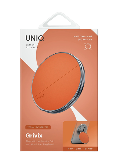 Uniq Grivix Classic 360° Manyetik MagSafe Kickstand Yüzük – Turuncu