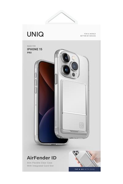 Uniq Apple iPhone 15 Pro Air Fender Kartvizitli Kapak - Şeffaf