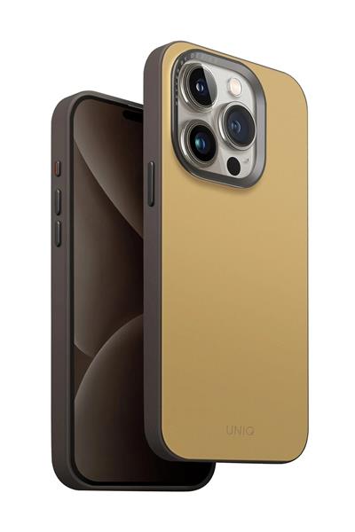 Uniq iPhone 15 Pro MagSafe Uyumlu Lyden DS Deri Telefon Kılıfı – Sarı