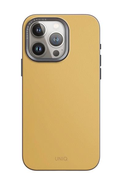 Uniq iPhone 15 Pro MagSafe Uyumlu Lyden DS Deri Telefon Kılıfı – Sarı