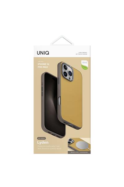 Uniq Apple iPhone 16 Pro Max MagSafe Uyumlu Lyden DS Deri Telefon Kılıfı – Sarı