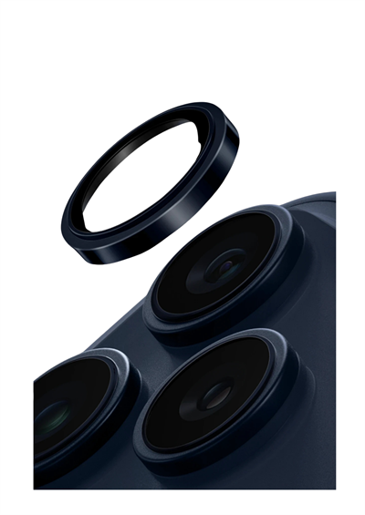 Uniq iPhone 17 Pro / 17 Pro Max Optix Sapphire Çelik Çerçeveli Kamera Lens Koruyucu – Lacivert