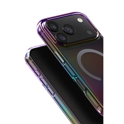 Uniq iPhone 17 Pro Max Iridescia MagSafe Uyumlu Holografik Kılıf – Dark Rainbow