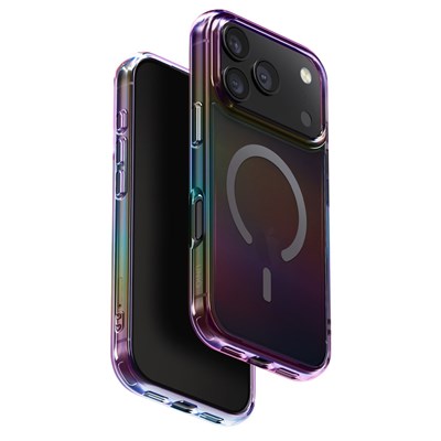 Uniq iPhone 17 Pro Max Iridescia MagSafe Uyumlu Holografik Kılıf – Dark Rainbow