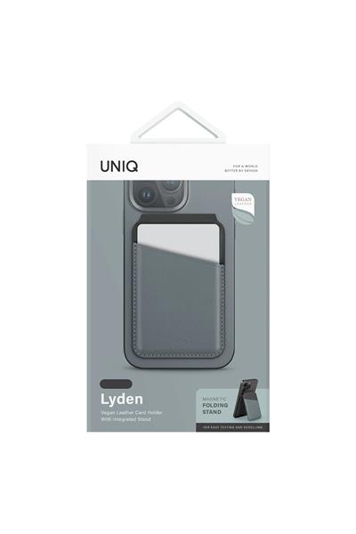 Uniq Lyden DS RFID Block Manyetik Kartlıklı MagSafe Uyumlu Deri Stant – Mavi