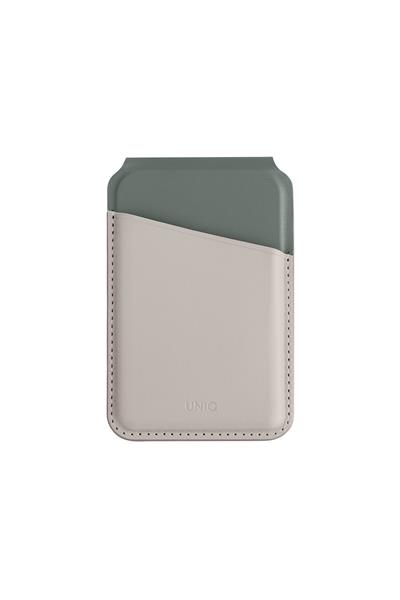 Uniq Lyden DS RFID Block Manyetik Kartlıklı MagSafe Uyumlu Deri Stant – Bej