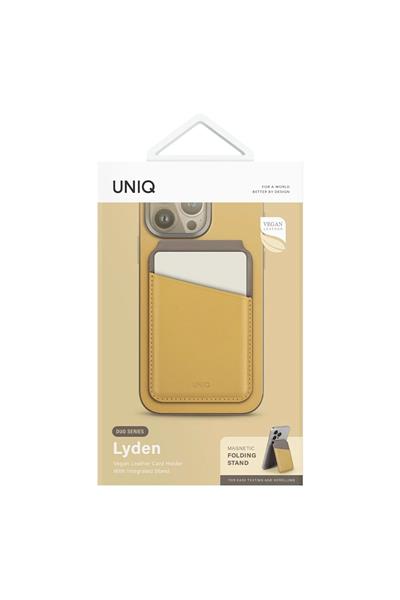 Uniq Lyden DS RFID Block Manyetik Kartlıklı MagSafe Uyumlu Deri Stant – Sarı