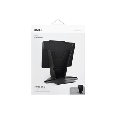 Uniq Ryze iPad Air 13 (2024) Standlı Katlanabilir Çok Açılı Stand & Premium Koruma Tablet Kılıfı – Siyah
