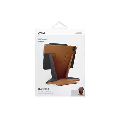 Uniq Ryze iPad Pro 11 (2024) Standlı Katlanabilir Çok Açılı Stand & Premium Koruma Tablet Kılıfı – Karamel