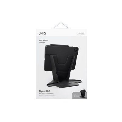 Uniq Ryze iPad Pro 11 (2024) Standlı Katlanabilir Çok Açılı Stand & Premium Koruma Tablet Kılıfı – Siyah