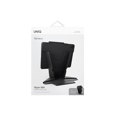 Uniq Ryze iPad Pro 13 (2024) Standlı Katlanabilir Çok Açılı Stand & Premium Koruma Tablet Kılıfı – Siyah