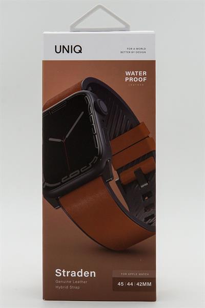 Uniq Apple Watch 42mm / 44mm / 45mm / 46mm / 49mm Straden Su Geçirmez Deri Kordon - Kahverengi