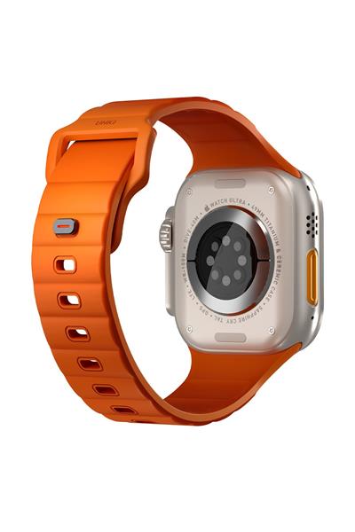 Uniq Apple Watch 42mm / 44mm / 45mm / 46mm / 49mm Stride FKM Silikon Kordon - Turuncu