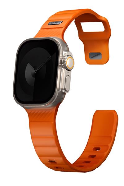 Uniq Apple Watch 42mm / 44mm / 45mm / 46mm / 49mm Stride FKM Silikon Kordon - Turuncu