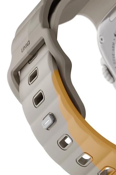 Uniq Apple Watch 42mm / 44mm / 45mm / 46mm / 49mm Stride Rubber FKM Designer Edition Silikon Kordon - Bej-Sarı