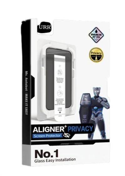 URR iPhone 17 Pro Aligner+ Hayalet Cam Ekran Koruyucu – Siyah Gizli Görüş Koruma