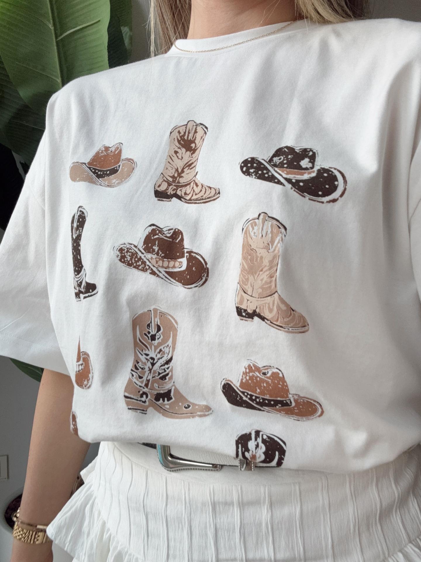 Baskı Detaylı T-shirt Ekru