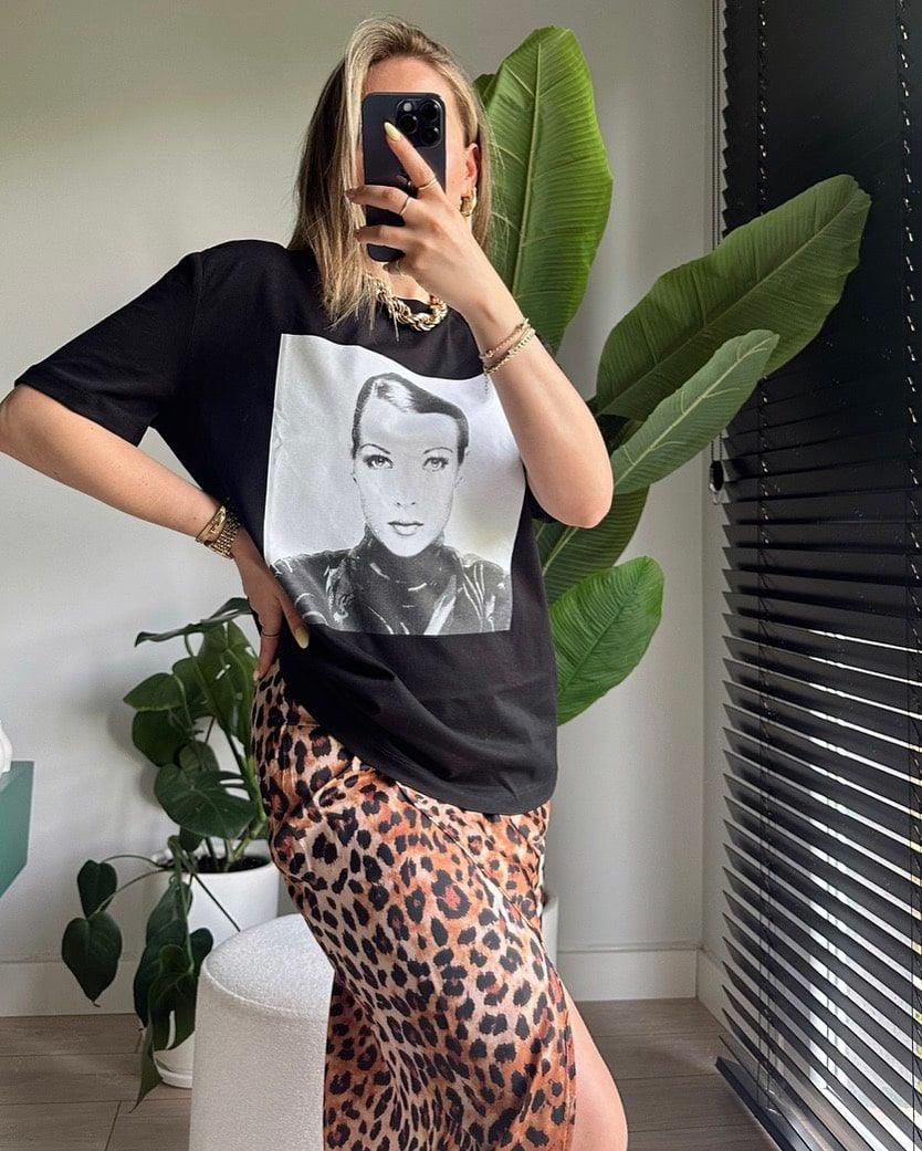 Baskılı Oversize T-shirt Siyah