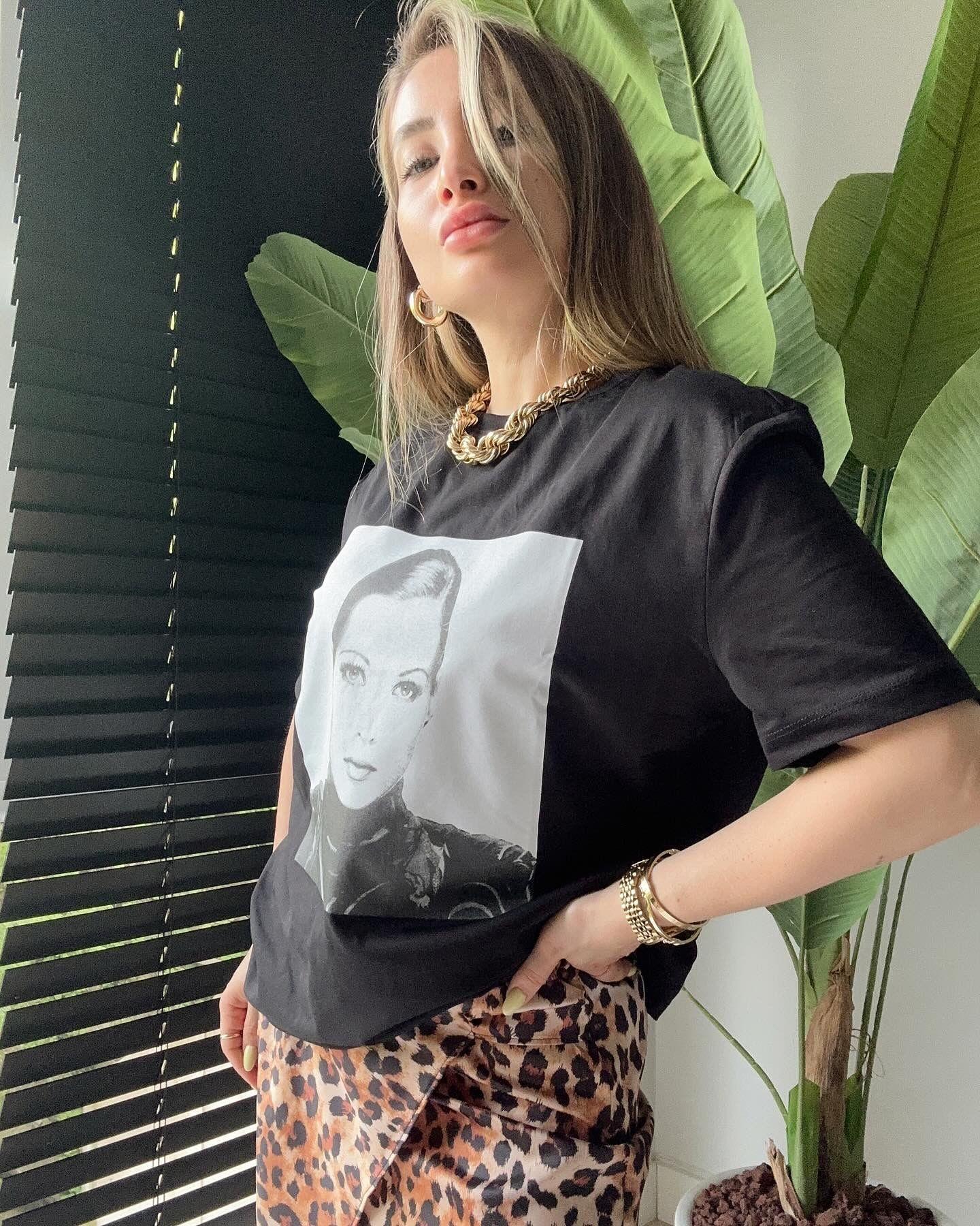Baskılı Oversize T-shirt Siyah