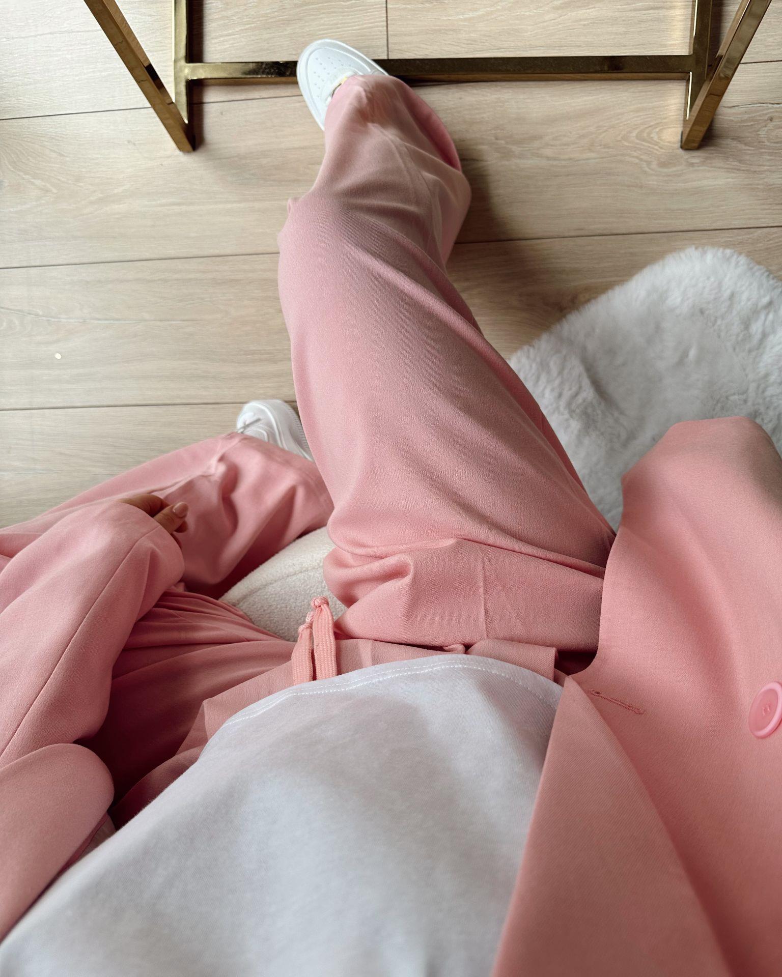 Beli Lastik Detaylı Geniş Paça Pantolon Pembe