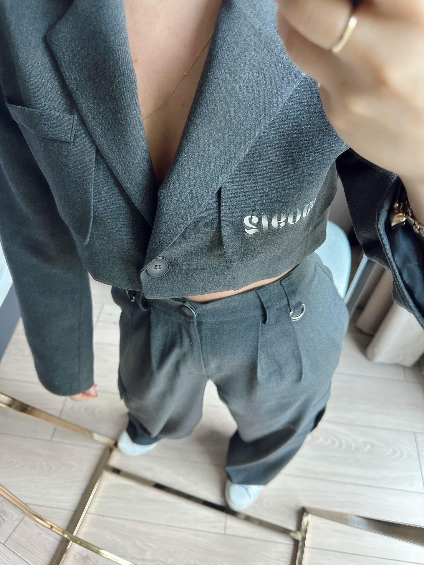 Crop Blazer Ceket Pantolon Takım