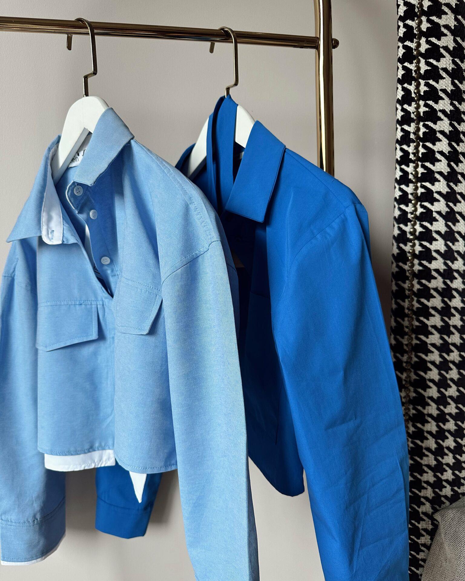 Crop Oxford Gömlek Blue Baby