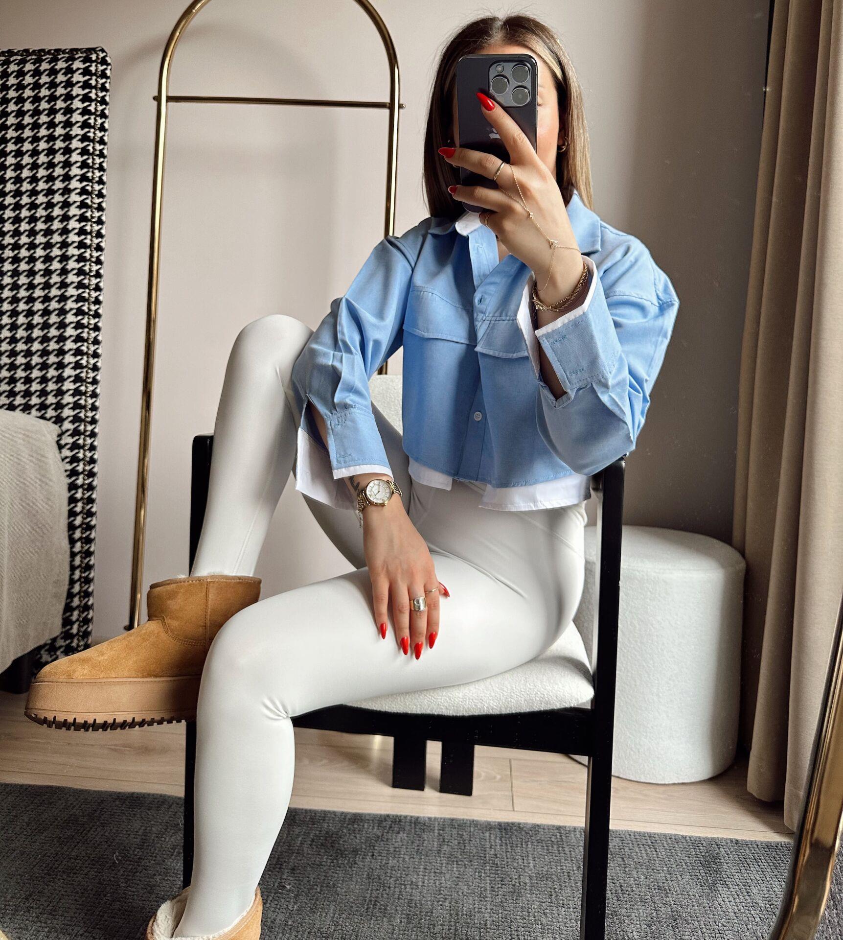 Crop Oxford Gömlek Blue Baby